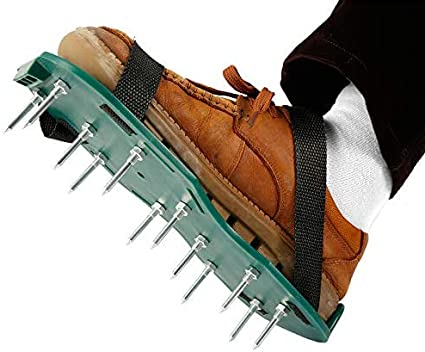 Everso Lawn Aerator Lawn Aerator Shoes, Scarifier Lawn Nail Shoes with Adjustable Straps and Metal, Universal Size Spike Shoes for Lawn Yard