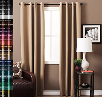 TURQUOIZE Solid Blackout Drapes, Semolina/ Wheat, Light Blocking, Grommet/Eyelet Top, Nursery/Living Room Curtains Each Panel 52" W x 84" L