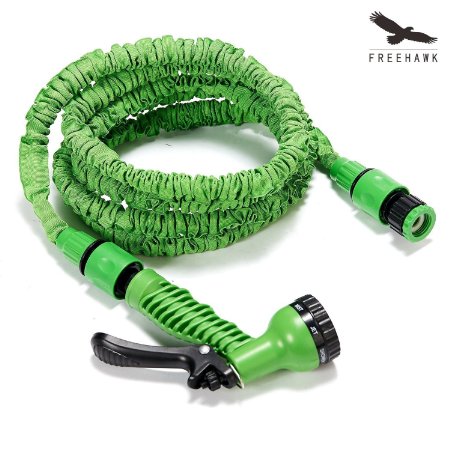 Garden Hose, 25 Feet, Water Hose, Expandable Hose, Expandable Garden Hose, with Free 7-way Spray Nozzle, Rust-free, Watering Hose, Flexible Hose(Green) by Freehawk