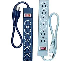 Vivitar (2 Ct) 6 Outlet Safety Surge Protector Plug AC Wall Power Strips - Blue