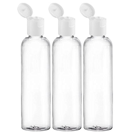 MoYo Natural Labs Clear Lotion Bottle Body Cream Container 8 OZ Flip Cap empty liquid dispenser 236 ml 8 ounce Clear Container Pack of 3