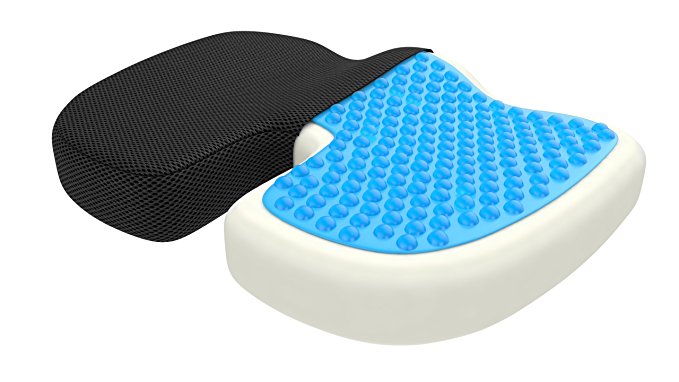 Bonmedico Orthopedic Coccyx Seat Cushion, Gel & Memory Foam Seat Pillow, Relieves Back, Sciatica And Tailbone Pain, Use As Office Chair Cushion, Car Seat Cushion Or For Wheelchair, Black, Standard