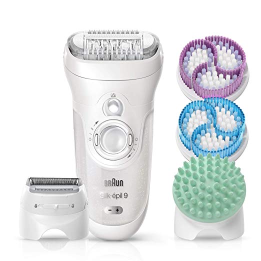 Braun Silk-épil 9 9-961V Women's Epilator, Electric Hair Removal, with 2 Exfoliation Brushes & Skin Care System (Packaging May Vary)