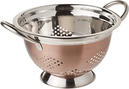 EURO-WARE High Grade Stainless Steel Colander for Pastas or Washing Fruits, Vegetables, Salads and More with Decorative Copper Finish (3 Quart)