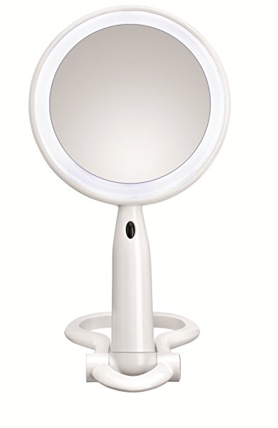 Conair Round Shaped Plastic LED Double Sided Lighted Makeup Mirror; 1x/3x magnification; White