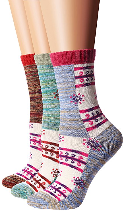 Flora&Fred Women's 3 Pair Pack Vintage Style Cotton Crew Socks