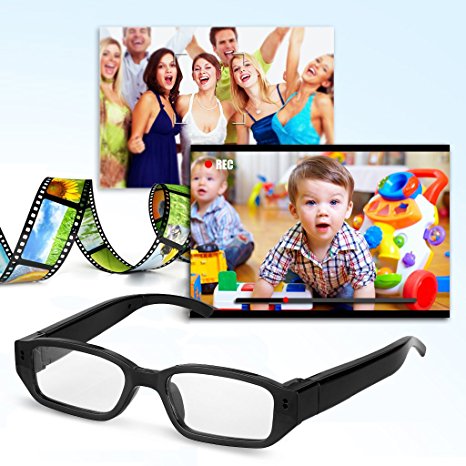 Excelvan Detachable Lenses HD 720P 5MP Mini Camera Digital Video Recorder DV Glasses Eyeglasses Eyewear Camcorder Audio Maximum support 32GB Memeory Card