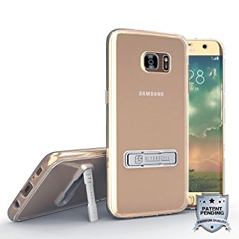 For Samsung Galaxy S7 Edge Crystal Clear slim fit case with Metal Kickstand [2 pack] 2-in-1 Bundle Pack Transparent anti-scratch Front and Side Cover Piece, 2 Hard Back Piece