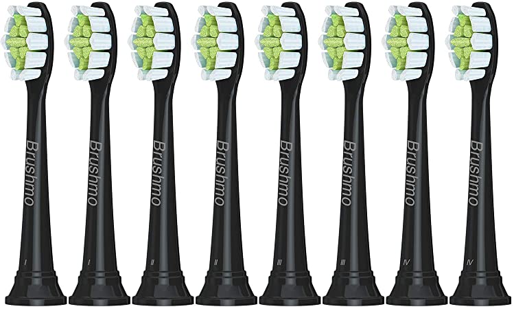 Brushmo Premium Replacement Toothbrush Heads Compatible with Sonicare DiamondClean HX6063, Black 8 pk