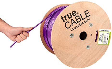trueCABLE Cat6A Riser (CMR), 1000ft, Purple, 23AWG 4 Pair Solid Bare Copper, 750MHz, ETL Listed, Unshielded Twisted Pair (UTP), Bulk Ethernet Cable
