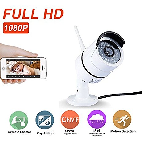 KUCAM Outdoor 1080P 2.0 Megapixels WiFi Video Surveillance System, Bullet IP66 IP Security Camera (A-1080P)