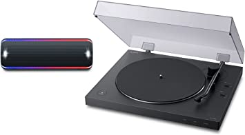 Sony PS-LX310BT Belt Drive Turntable: Fully Automatic Wireless Vinyl Record Player with SRS-XB32 Extra Bass Portable Bluetooth Speaker, Black