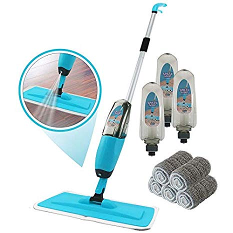 Kray Spray Mop Kit Strongest Heaviest Duty Mop Set - Best Floor Mop Easy to Use - 360 Spin Microfiber Mop with Integrated Sprayer - Includes 3 Refillable 700ml Bottles & 5 Reusable Microfiber Pads