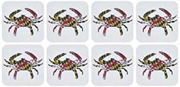 3dRose cst_193242_2 Maryland Crab Flag-Soft Coasters, Set of 8