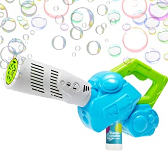 Sunnyholiday Bubble Machine with Bubble Solution, Bubble Blower for Bubble Blaster Party Favors, Bubble Gun, Summer Toy, Outdoors Activity, Bubble Blower Toy, Birthday Gift for Toddlers and Kids Blue