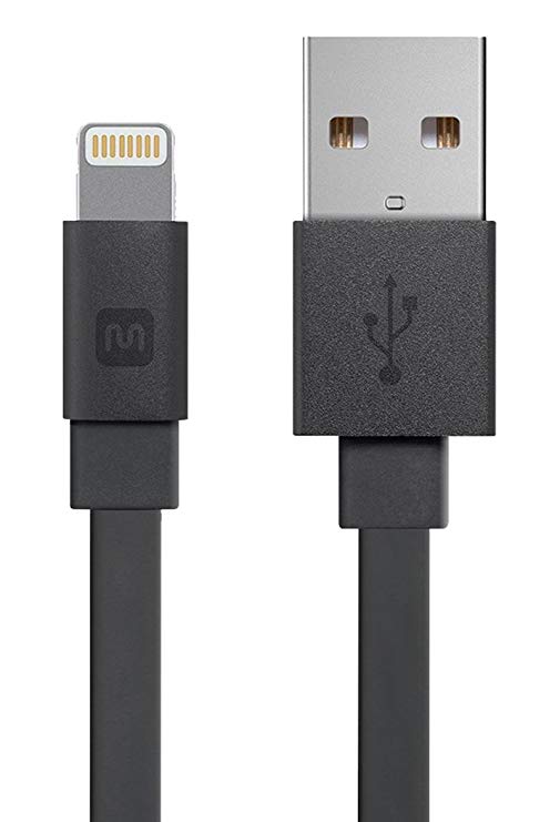 Monoprice Cabernet Series Apple MFi Certified Flat Lightning to USB Charge & Sync Cable, 4ft Black for iPhone X, 8, 8 Plus, 7, 7 Plus, 6, 6 Plus, 5S, iPad Pro
