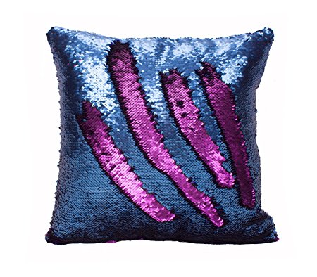 Idea Up Reversible Sequins Mermaid Pillow Cases 4040cm with magic mermaid sequin (purple and blue)