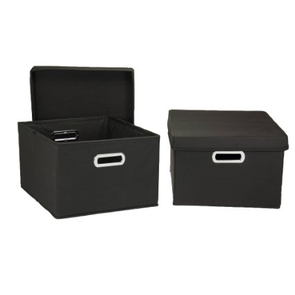 Household Essentials Nested Boxes with Lids, Black, Set of 2