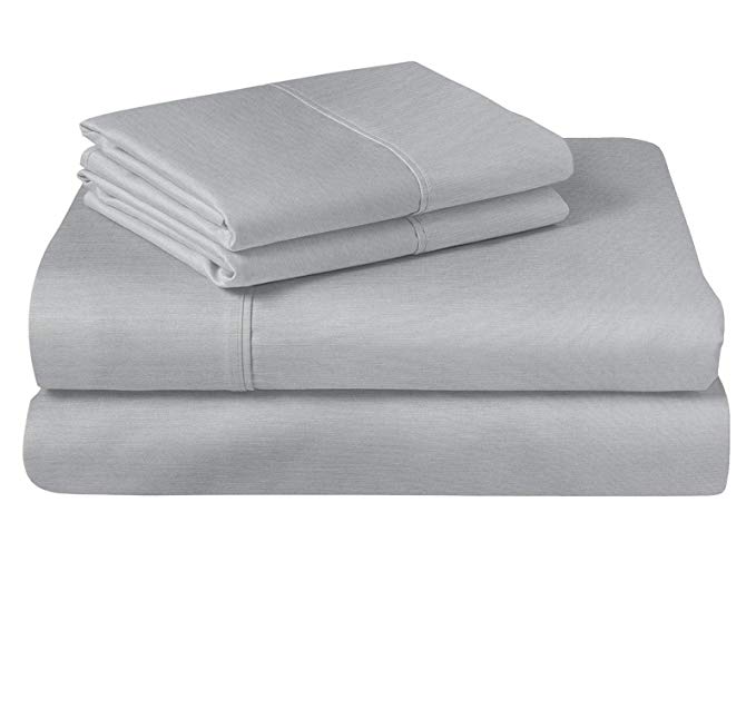 Cooling Bamboo Microfiber Sheet Set-Rayon from Bamboo, Breathable & Soft,Hypoallergenic Lightweight 4-Piece Bedding Sheets (Grey, Queen Size)