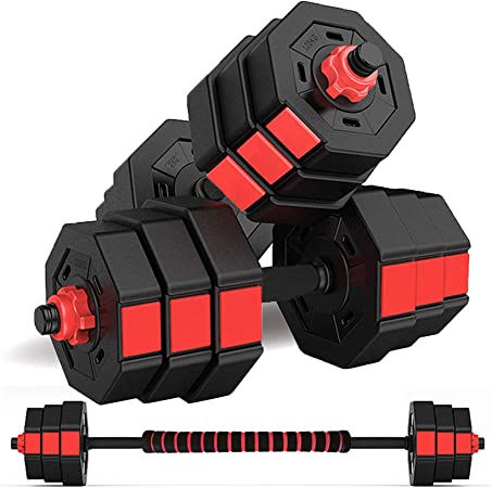 Bronze Times wolfyok Fitness Dumbbells Set, Adjustable Weight to 44/66Lbs, Home Fitness Equipment for Men and Women Gym Work Out Exercise Training with Connecting Rod Used as Barbells (Pair)