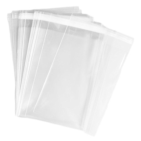 Generic Flat Cellophane Bags with Adhesive Closure, 5" W x 7" L, 100 Pack
