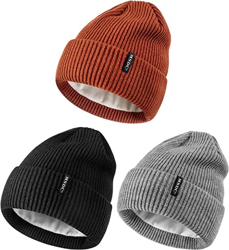 MSDC Beanies Women 3 Pack, Winter Hats for Women Men Fleece Lined Warm for Cold Weather, Beanie for Women Fashion Skull Cap