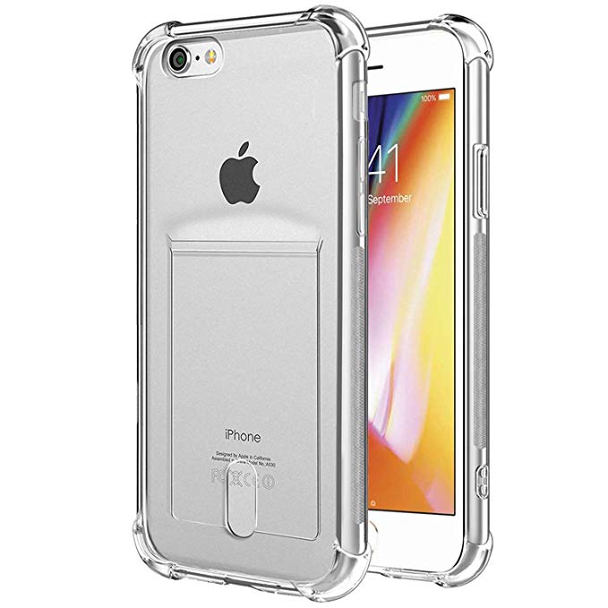 ANHONG iPhone 7,iPhone 8 Clear Case with Card Holder, [Slim Fit] Protective Soft TPU Shock-Absorbing Bumper Case, Compatible iPhone 7/ iPhone 8 4.7 inch