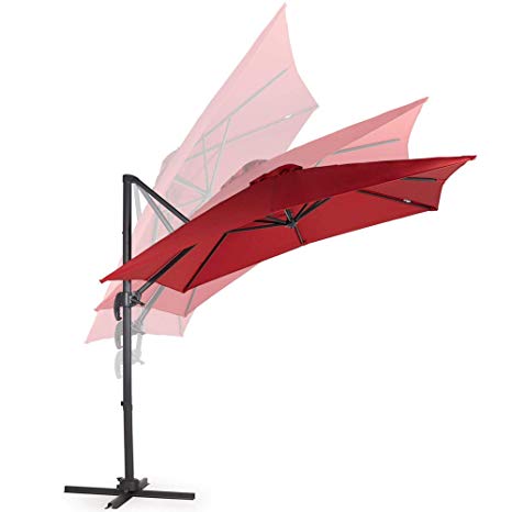 VonHaus Offset Roma Umbrella with UV50  Protection – Cantilever Parasol Sun Shade with Tilt & Rotate Functions – Square Parasol Shape – Air Vent – Garden Patio Decking Outdoors Furniture