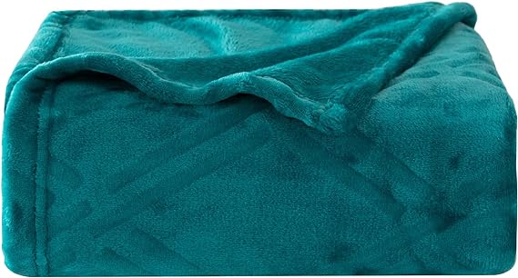 HT&PJ Fleece Throw Blanket Lightweight Cozy Soft Flannel Throws All Seasons Blanket for Bed, Sofa, Couch, Camping, Travel - Teal, 50x60in