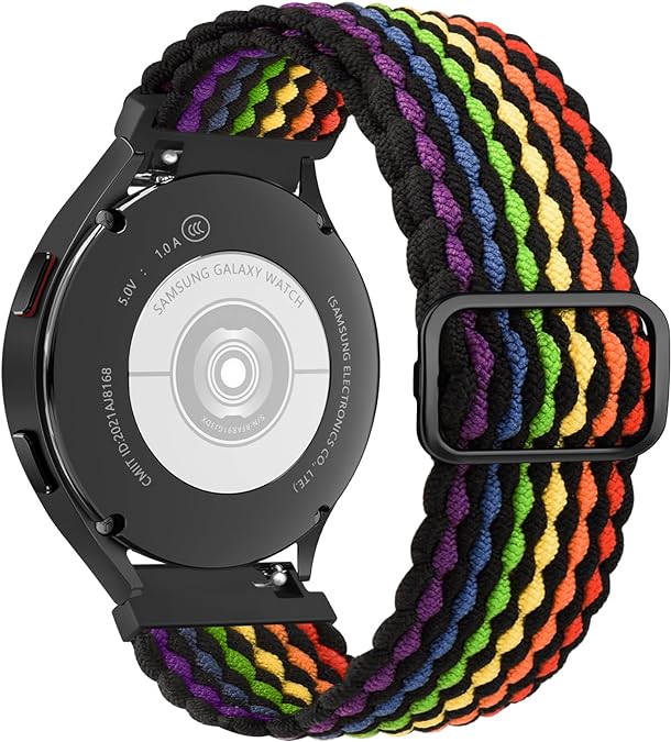 Tobfit Braided Nylon Bands Compatible with Samsung Galaxy Watch 5 Bands 40mm 44mm / Galaxy Watch 4 Bands 40mm 44mm, Samsung Galaxy Watch 5 Pro Watch Bands 45mm Stretchy Elastic Straps Fabric Wristband