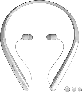 LG TONE Flex Wireless Bluetooth Stereo Neckband Earbuds HBS-XL7-32-Bit Hi-Fi DAC, Meridian Audio, White