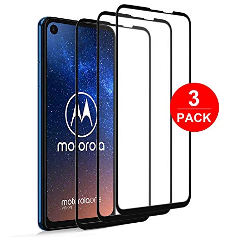 [3-Pack] Motorola Moto One Action/Moto One Vision Screen Protector,Full Coverage HD Tempered Glass [Anti-Scratch][Bubble-Free] Ultra Slim for Moto One Vision