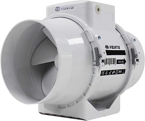 VENTS UK 125 mm Silent In-line Toilet Ventilator Powerful Ventilation Damp Control 5 inch Loft Mounted Inline Shower Ceiling 125mm In Line Bathroom Extractor fan