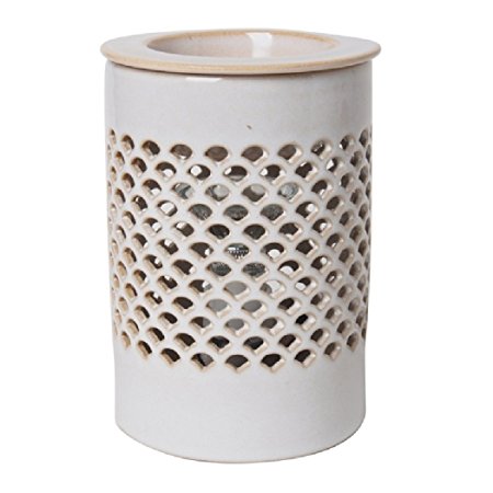 Hosley Candle Company Cream Ceramic Electric Fragrance Warmer. Ideal for spa and aromatherapy. Use with HOSLEY brand wax melts / cubes, essential oils and fragrance oils.
