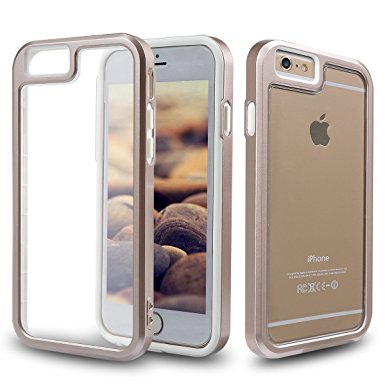 TedGem iPhone 6 Case, iPhone 6S Case, Reinforced Frame Durable Scratch-Resistant Shock-Absorption TPU Bumper Protection Light Clear Back Cover Case for Apple iPhone 6/6S 4.7 Inch, White and Gold
