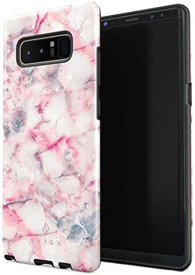 BURGA Phone Case Compatible with Samsung Galaxy Note 8 - Raspberry Jam Pink Candy Marble Cute Case for Women Heavy Duty Shockproof Dual Layer Hard Shell   Silicone Protective Cover