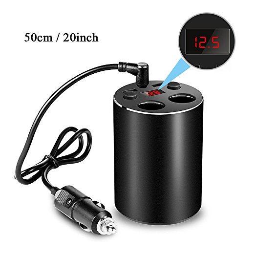 Cup Car Charger Holder 2 USB Ports, Sourcingbay 5V / 3.1A Cellphone Charger with 2 Sockets Cigarette Lighter for Tablets,GPS, iOS/Anriod phones,iPhone6s/6/6 Plus,HTC, Samsung