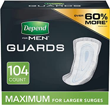 Pads for Men, 104 Count (2 Packs of 52) (Packaging May Vary)