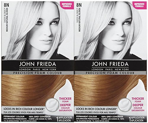 John Frieda Precision Foam Hair Colour, Medium Natural Blonde 8N, 2 pk