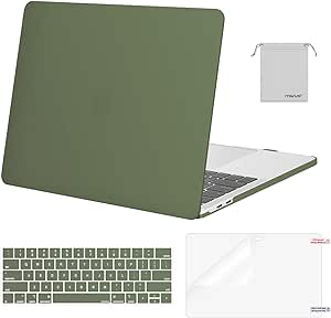 MOSISO Compatible with MacBook Pro 13 inch Case M2 2024, 2023, 2022-2016 A2338 M1 A2251 A2289 A2159 A1989 A1708 A1706, Plastic Hard Shell&Keyboard Cover&Screen Protector&Storage Bag, Army Green