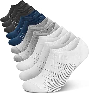 wernies No Show Socks Men 10 Pairs Ankle Low Cut Cotton Men Socks with Non Slip Grips 6-10/11-13