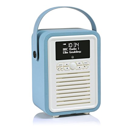 VQ Retro Mini DAB & DAB  Digital Radio with FM, Bluetooth & Alarm Clock – Blue