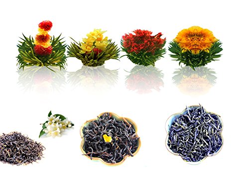 Tea Beyond Gourmet Blooming tea Tea Combo Fab Flowering Tea (4 ct) Jasmine (20g) Natural Earl Grey (20g) Caramel Black(20g)