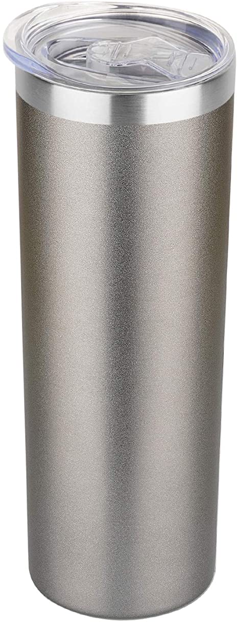 HASLE OUTFITTERS 20oz Stainless Steel Skinny Tumbler with Lid, Double Wall Vacuum Slim Water Tumbler Cup, Reusable Metal Travel Coffee Mug 1 Pack, Grey