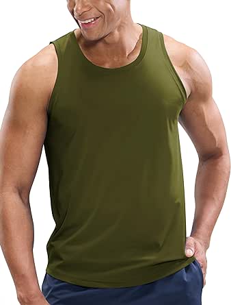 MIER Men's Tank Tops Workout Sleeveless Tee Shirts Muscle Athletic Gym Running Beach Tanks for Men, Quick Dry