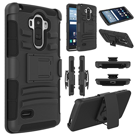 LG G Stylo Case, EC™ Hybrid Holster Case, Dual Layers Armor Case with Kickstand and Locking Belt Swivel Clip for LG G Stylo/LG G4 Stylus/ LG LS770 (Black)