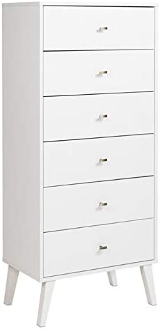 Prepac Milo Mid-Century Modern Tall 6-drawer Chest - White