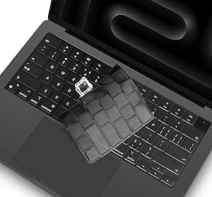 CaseBuy Premium Keyboard Cover for 2024 2023 MacBook Pro 14 16 inch M3 Pro/Max Chip Liquid Retina Display & Touch ID Keyboard Protector Accessories -Space Black