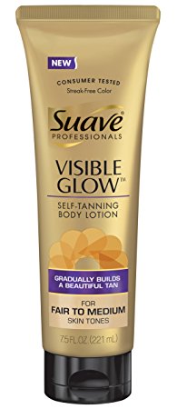 Suave Professionals Visible Glow Self-Tanning Body Lotion, Fair to Medium 7.5 oz