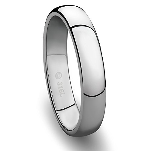 4MM Men's Jewelry Grade Stainless Steel Ring Wedding Band | Domed Top | Polished Finish